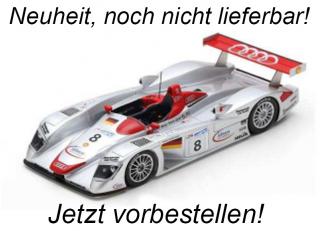 Audi R8 No.8 Winner 24H Le Mans 2000 T. Kristensen - E. Pirro - F. Biela Spark 1:18 (Türen, Motorhaube... nicht zu öffnen!) <br> Liefertermin nicht bekannt