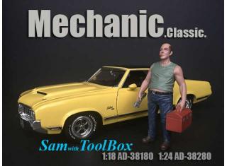 Mechanic Sam with Tool Box (Auto nicht enthalten!) American Diorama 1:18