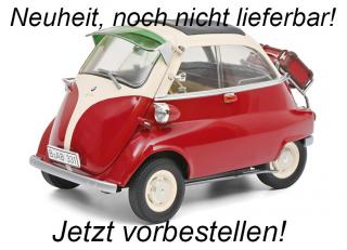 BMW Isetta "Reisezeit", weinrot/cremeweiß 1:18 Schuco Metallmodell 1:18 <br> Liefertermin nicht bekannt