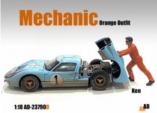 Mechanic with orange jumpsuit - Ken American Diorama 1:18 (Auto nicht enthalten!)