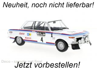 BMW 2002, No.4, Rallye WM, RAC Rally, B.Waldegard/H.Thorszelius, 1973 IXO 1:18 Metallmodell (Türen/Hauben nicht zu öffnen!) <br> Liefertermin nicht bekannt