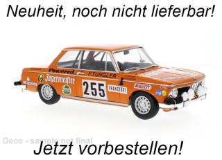 BMW 2002, No.255, Jägermeister, Rallye WM, Rally Monte Carlo , W.Stiller/A.Wagener, 1973 IXO 1:18 Metallmodell (Türen/Hauben nicht zu öffnen!) <br> Liefertermin nicht bekannt