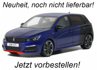 PEUGEOT 308 GTI BLUE 2018 OttOmobile 1:18 Resinemodell (Türen, Motorhaube... nicht zu öffnen!) <br> Lieferbar ab April 2024
