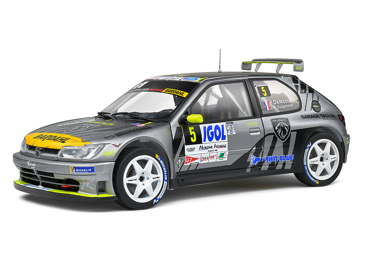 PEUGEOT 306 MAXI #5 RALLY DU MONT BLANC 2021, Fahrer: F.Delecour/J.R. Guigonnet, S1808302 Solido 1:18 Metallmodell