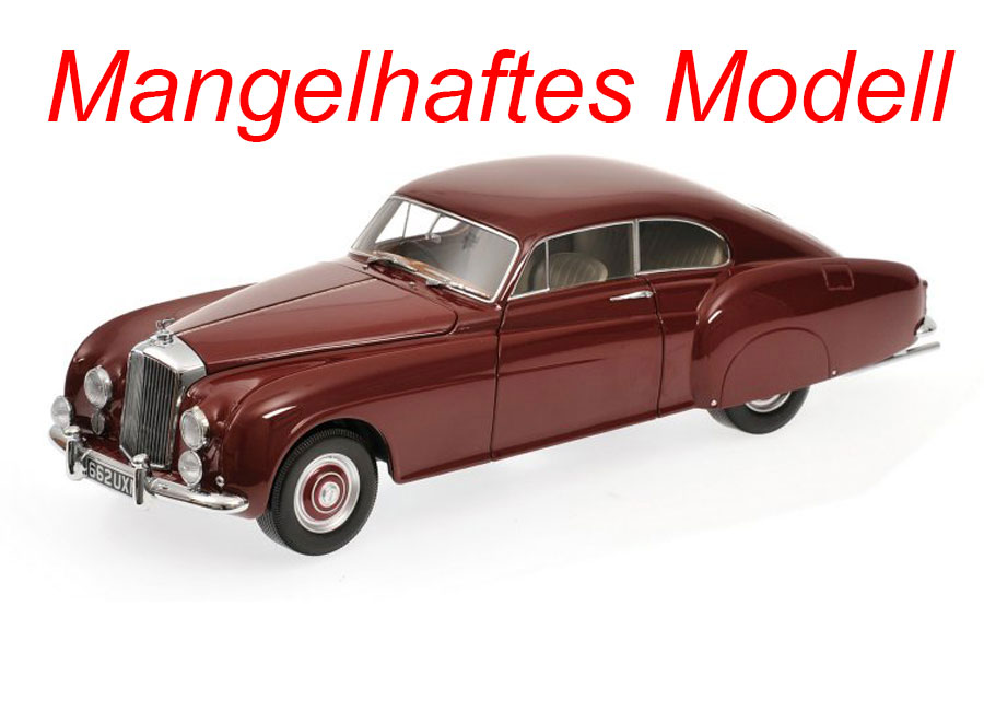 Mangelhaftes Modell BENTLEY R-TYPE CONTINENTAL - 1954 - RED Minichamps 1:18 Kühlergrill und Stoßstange fehlen!