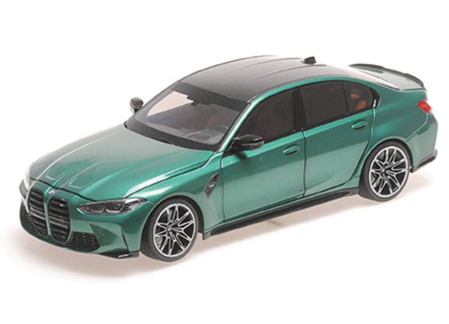 BMW M3 - 2020 - GREEN METALLIC  Minichamps 1:18 Metallmodell mit zu öffnenden Türen und Haube(n)