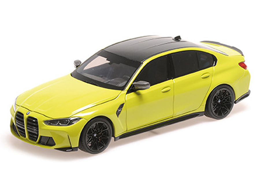 BMW M3 - 2020 - YELLOW METALLIC  Minichamps 1:18 Metallmodell mit zu öffnenden Türen und Haube(n)