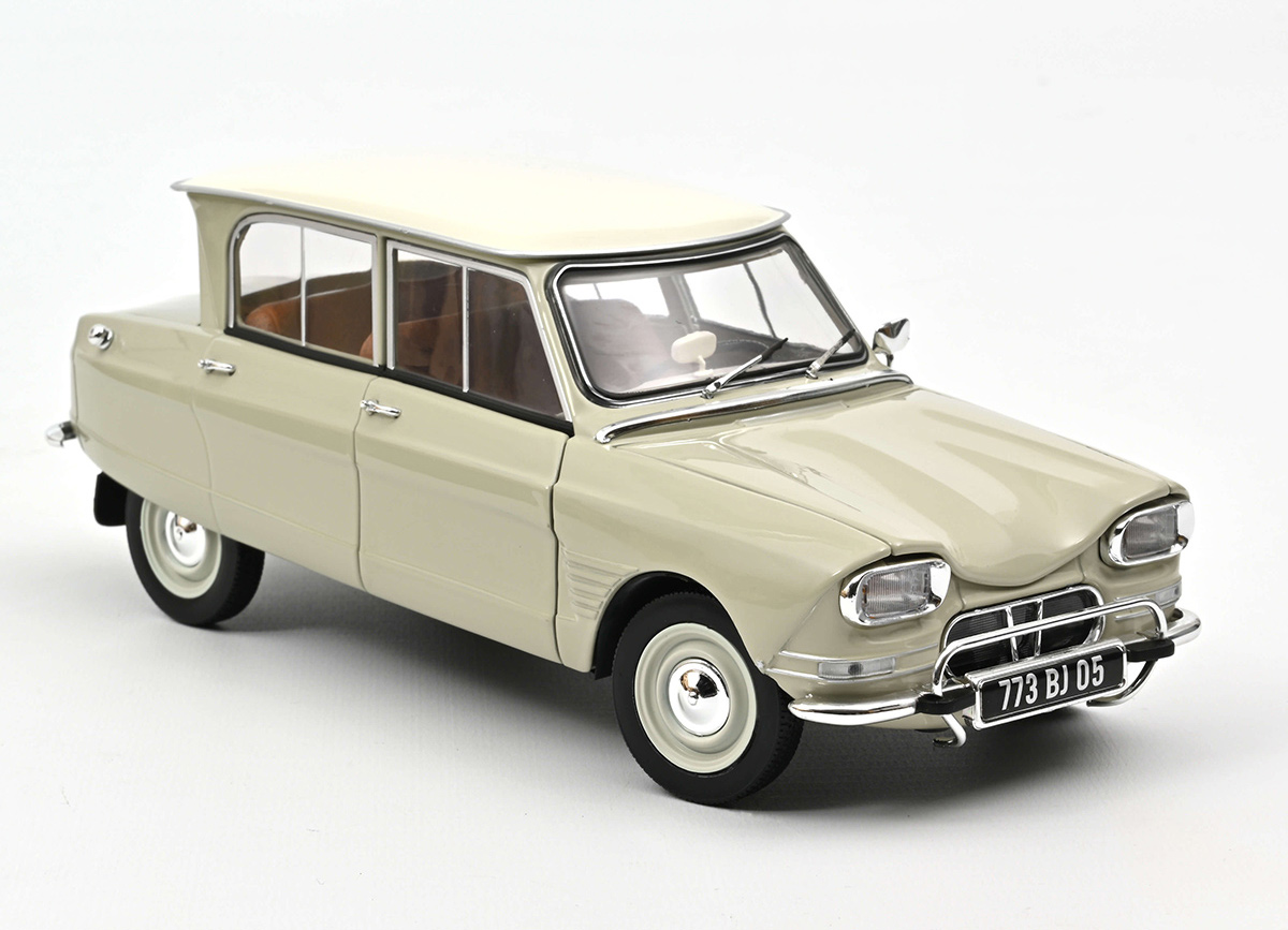 Citroën Ami 6 1965 - Pavos White Norev 1:18 Metallmodell 2 Türen, Motorhaube und Kofferraum zu öffnen!