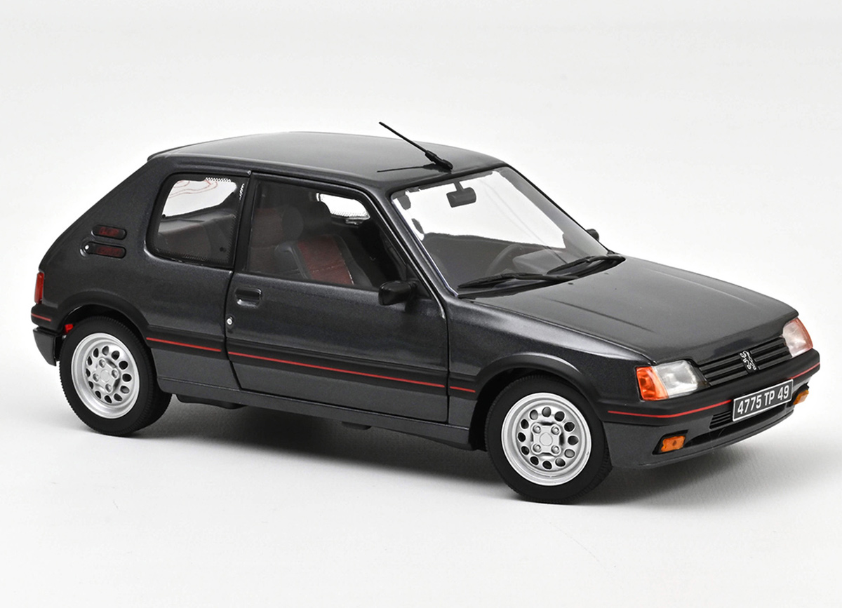 Peugeot 205 GTi 1.6 1988 Graphite Grey Norev 1:18 Metallmodell 2 Türen und Motorhaube zu öffnen!