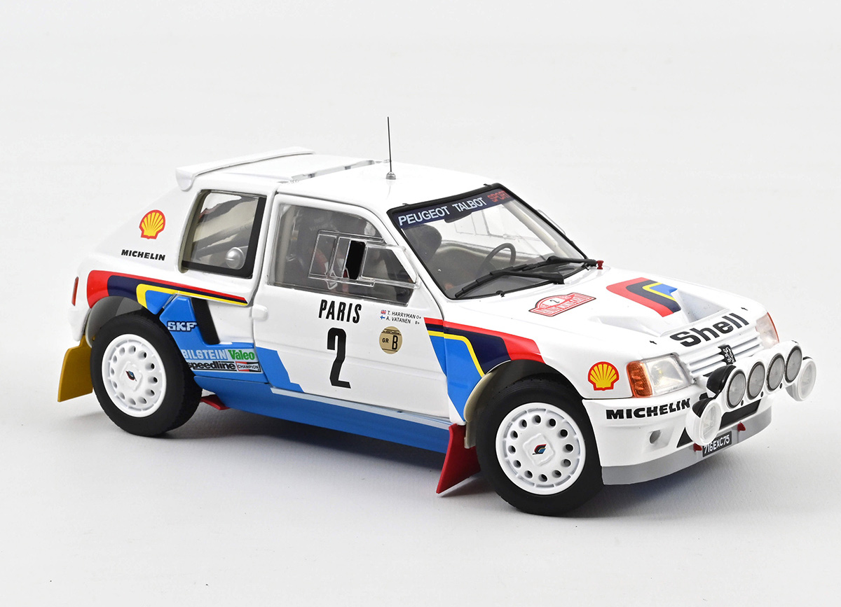 Peugeot 205 T16 1985 Monte-Carlo Rally #2 Ari Vatanen Norev 1:18 Metallmodell 2 Türen, Motorhaube und Kofferraum zu öffnen!