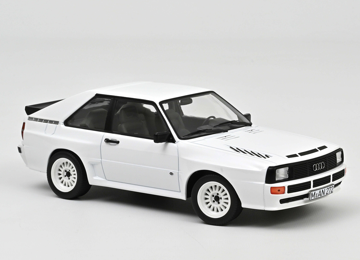 Audi Sport quattro 1985 White Norev 1:18 Metallmodell (Türen/Hauben nicht zu öffnen!)