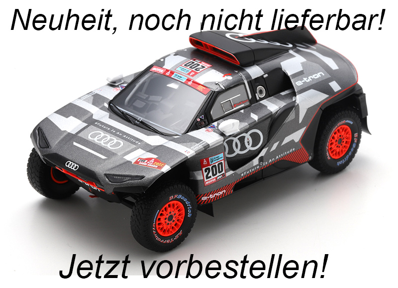 Audi RS Q e-tron No.200 Dakar 2022 S. Peterhansel - E. Boulanger Spark 1:18 mit Plexiglasvitrine (Türen, Motorhaube... nicht zu öffnen!) Liefertermin nicht bekannt (nicht vor 4. Quartal 2023)