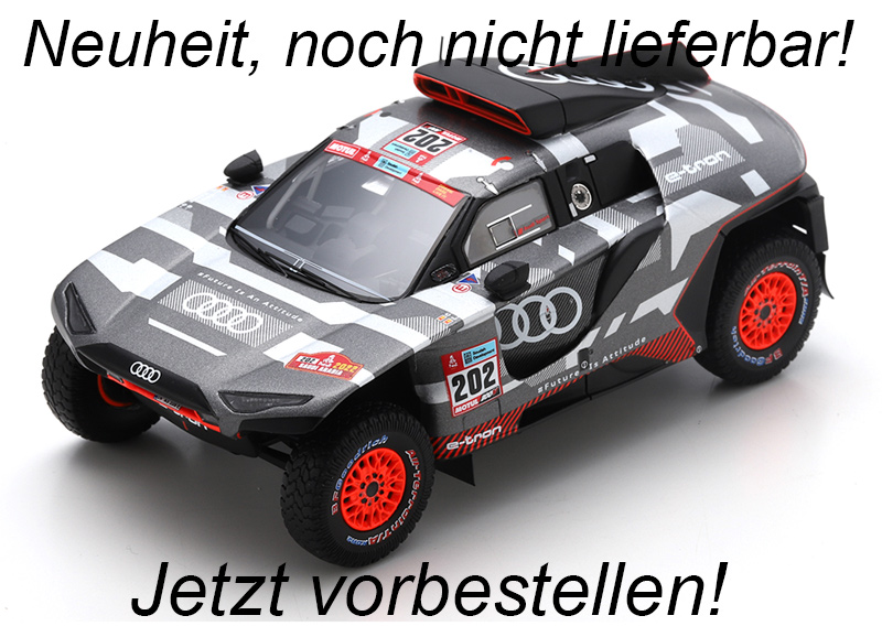 Audi RS Q e-tron No.202 Dakar 2022  C. Sainz - L. Cruz Spark 1:18 mit Plexiglasvitrine (Türen, Motorhaube... nicht zu öffnen!)