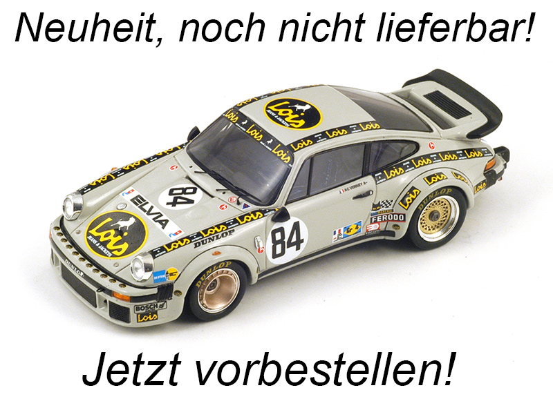 Porsche 934 No.84 19th 24H Le Mans 1979  A-C Verney - R. Metge - P. Bardinon Spark 1:18 mit Plexiglasvitrine (Türen, Motorhaube... nicht zu öffnen!) Date de parution inconnue (pas avant le 4. trimestre 2023)