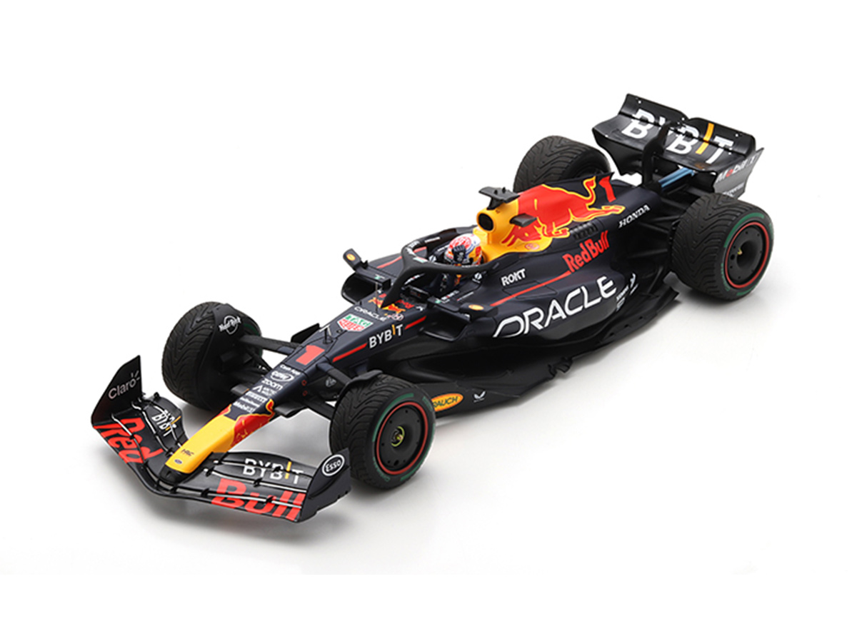 Oracle Red Bull Racing RB19 No.1 Oracle Red Bull Racing Winner Monaco GP 2023 Max Verstappen Spark 1:18 mit Plexiglasvitrine (Türen, Motorhaube... nicht zu öffnen!)