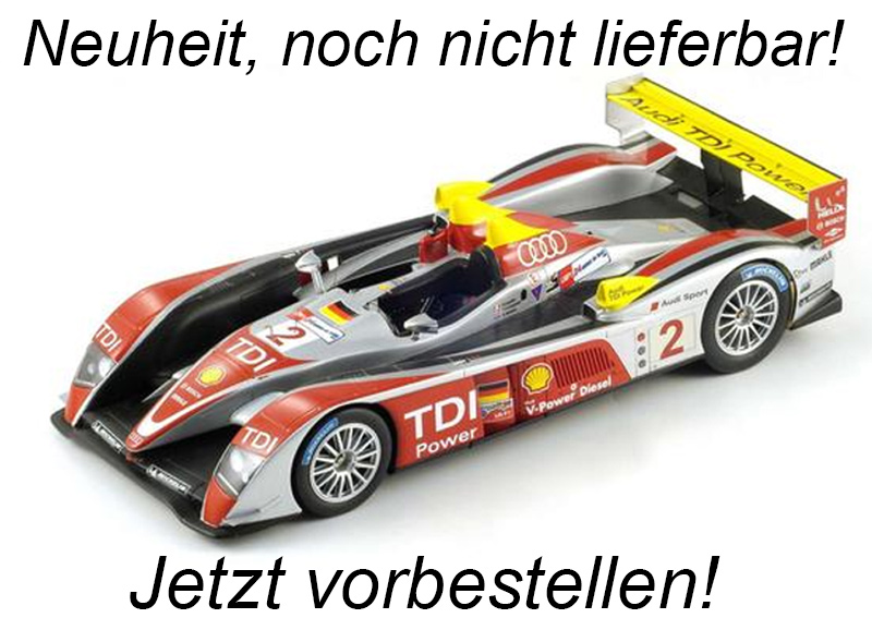 Audi R10 TDI No.2 Winner 24H Le Mans 2008 A. McNish - R. Capello - T. Kristensen Spark 1:18 mit Plexiglasvitrine (Türen, Motorhaube... nicht zu öffnen!)