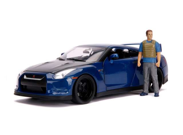 Nissan GT-R 2009  *Fast and Furious 7* Including Lights & Brian Figure, blue Jada 1:18