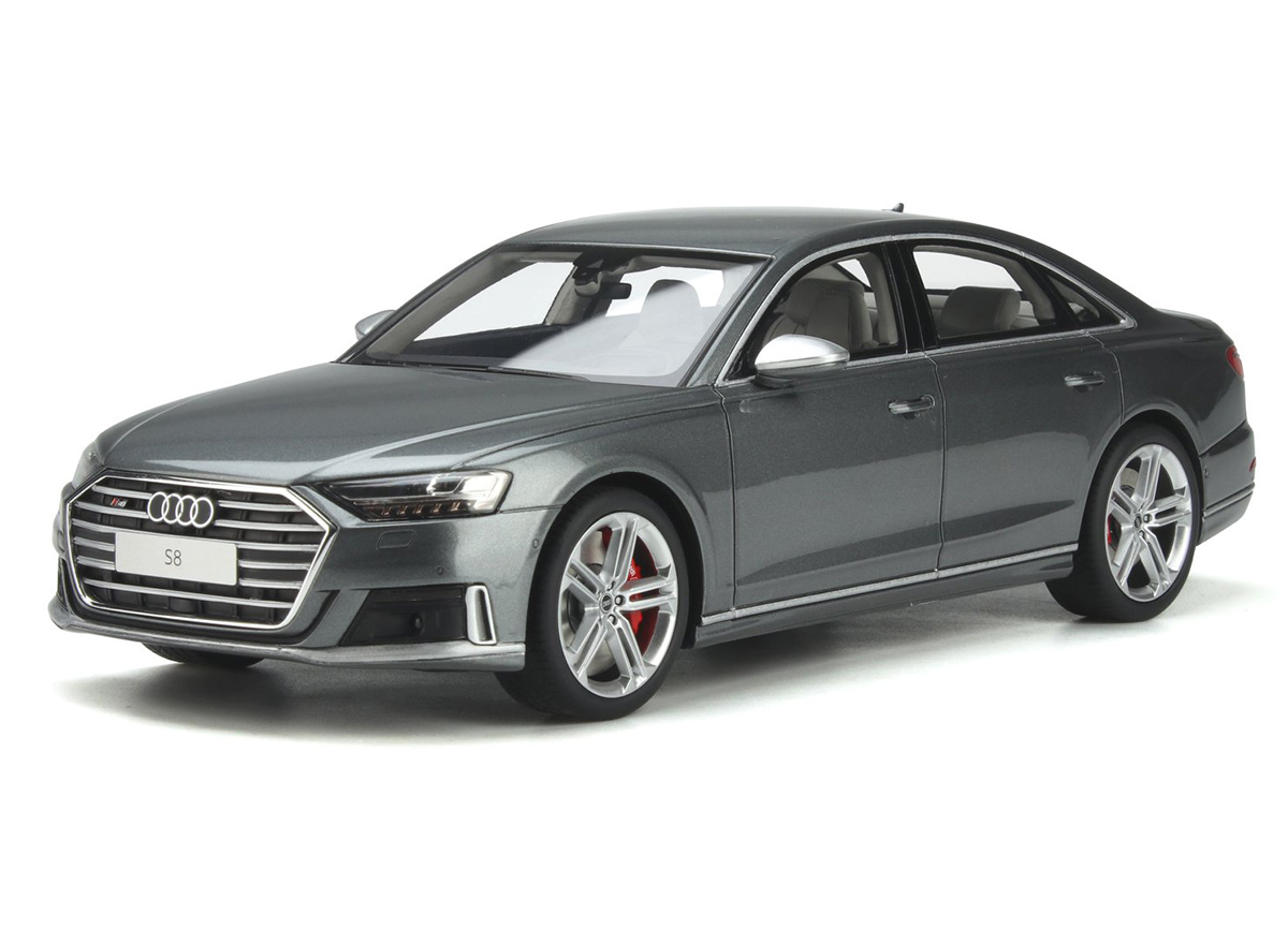 Audi S8 - Daytona Grey - 2020 GT Spirit 1:18 Resinemodell (Türen, Motorhaube... nicht zu öffnen!)