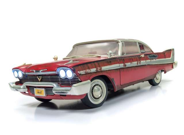 PLYMOUTH FURY CHRISTINE 1958 DIRTY VERSION mit funktionierenden Scheinwerfern Auto World 1:18