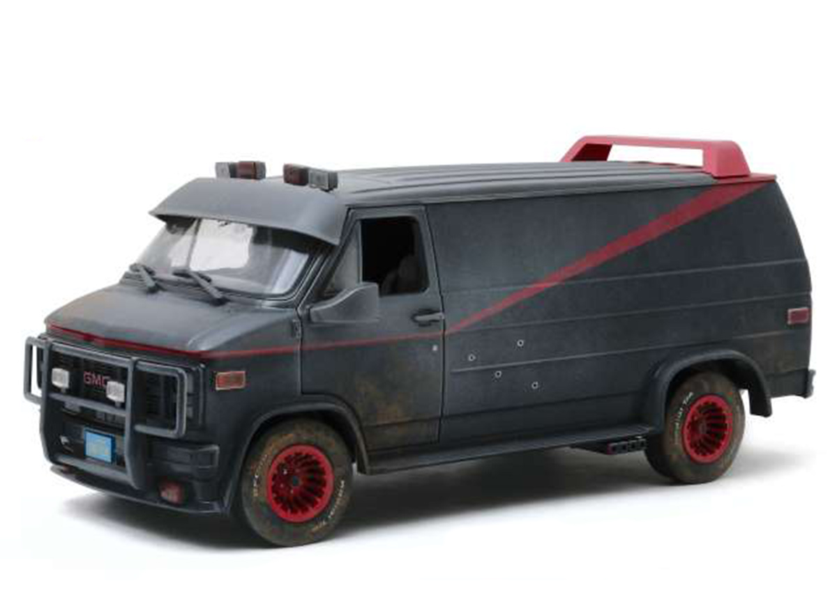 GMC Vandura 1983 Weathered Version with Bullet Holes *The A-Team 1983-87 TV Series*, grey/black Greenlight 1:18