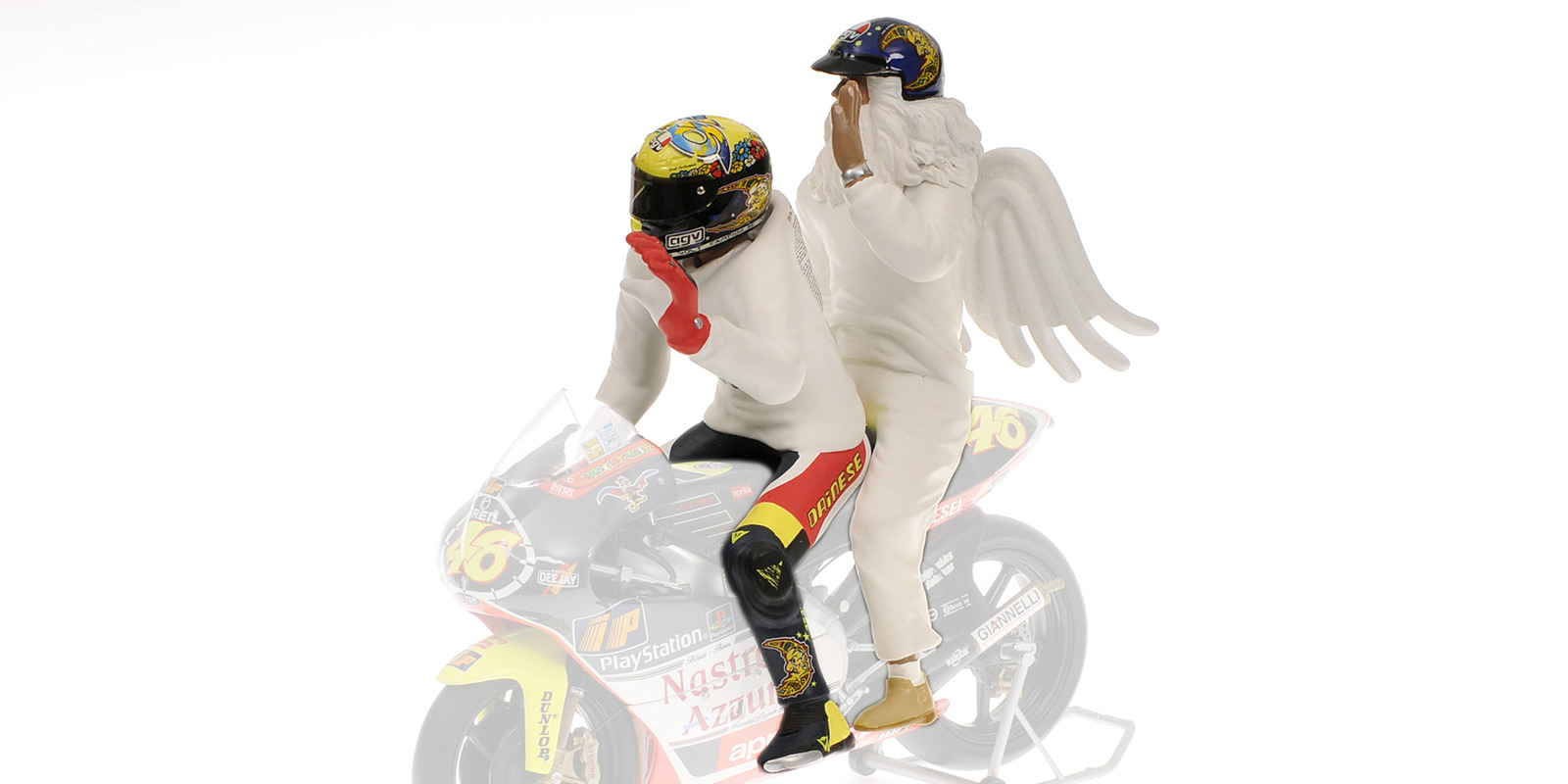FIGURINE - VALENTINO ROSSI (+ ANGEL) - GP 250 RIO - 1999 L.E. 1999 pcs. Minichamps 1:12
