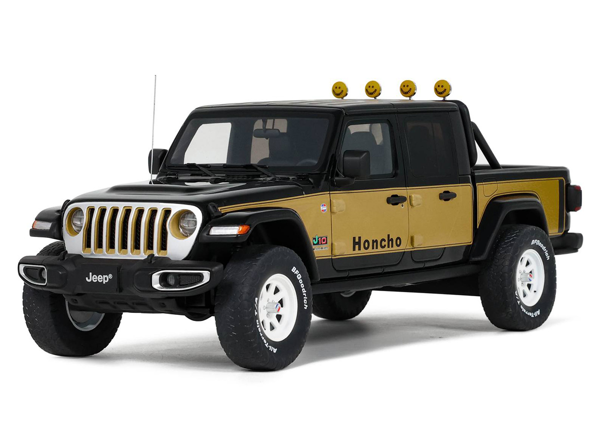 JEEP GLADIATOR HONCHO 2020 BLACK GT Spirit 1:18 Resinemodell (Türen, Motorhaube... nicht zu öffnen!)