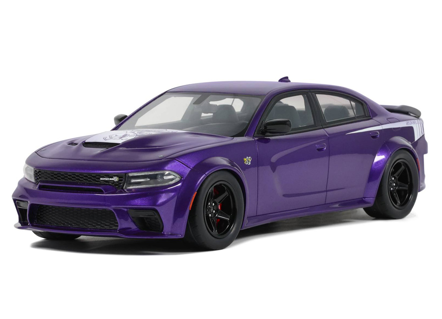 DODGE CHARGER SUPER BEE 2023 PLUM CRAZY GT Spirit 1:18 Resinemodell (Türen, Motorhaube... nicht zu öffnen!)