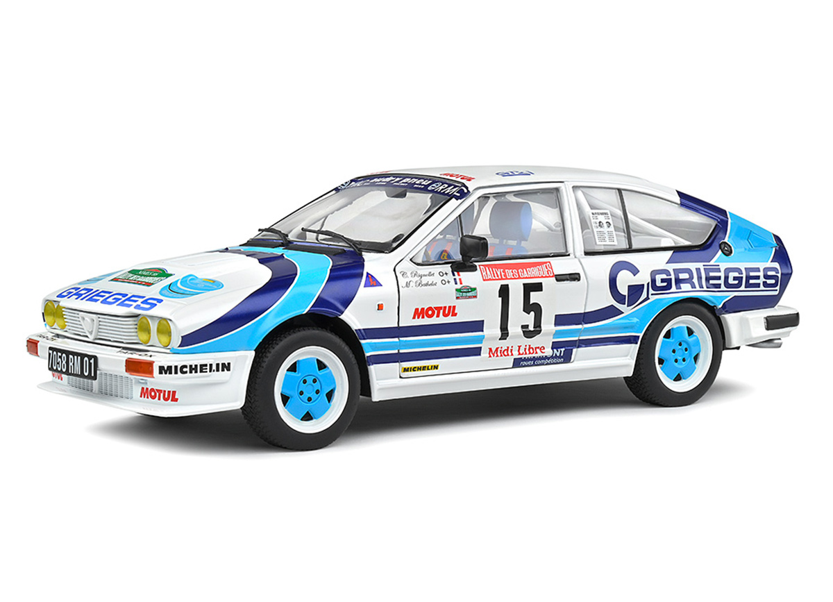 ALFA ROMEO GTV6, RALLYE DES GARRIGUES 1986, Christian Rigollet #15 / S1802305 Solido 1:18 Metallmodell