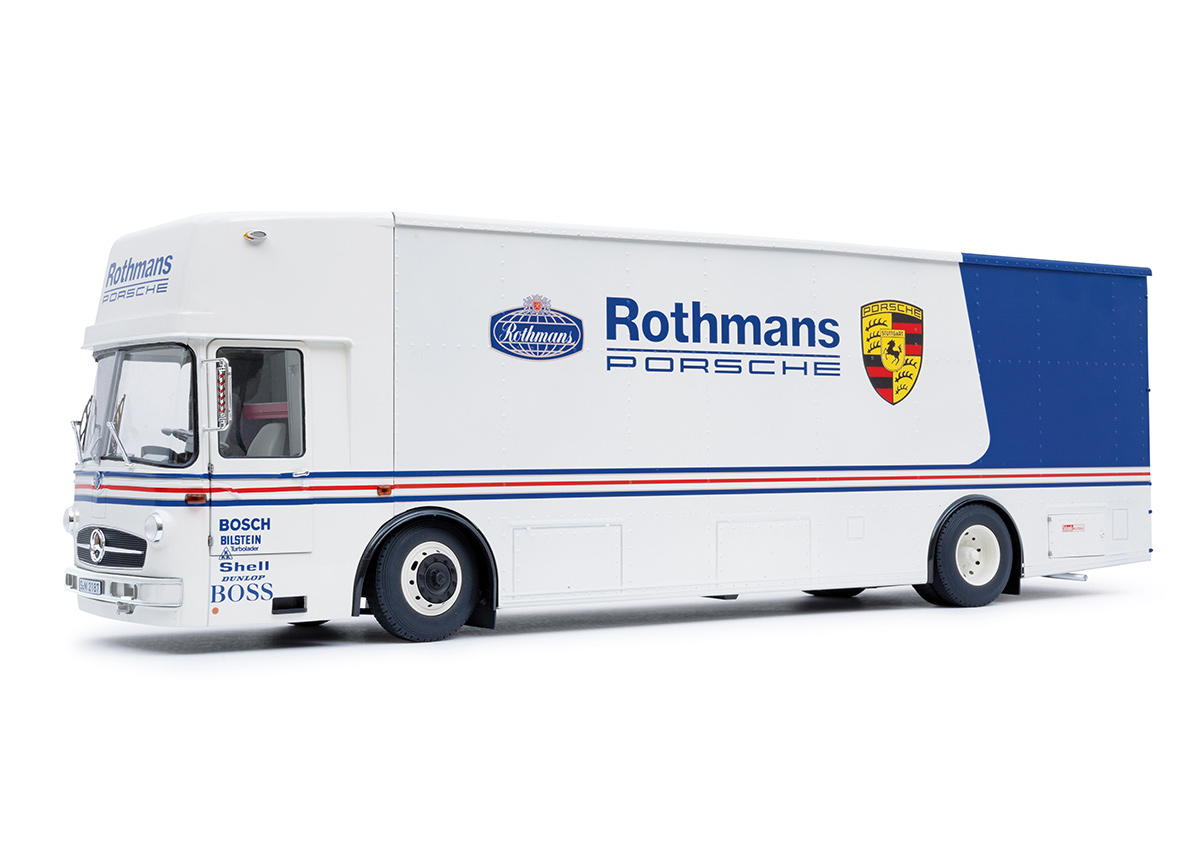 Mercedes O317 Renntransporter „Rothmans-Porsche“ LIMITED EDITION 500 Schuco Metallmodell 1:18