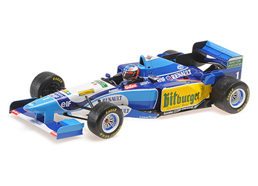 BENETTON RENAULT B195 - MICHAEL SCHUMACHER - WINNER JAPANESE GP 1995 W/RAIN TYRES Minichamps 1:18 Metallmodell, Türen, Motorhaube... nicht zu öffnen