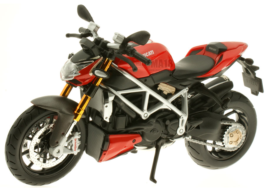 Motorrad Modell 1:12 Ducati Mod Streetfighter rot Maisto mit Wunschkennzeichen 