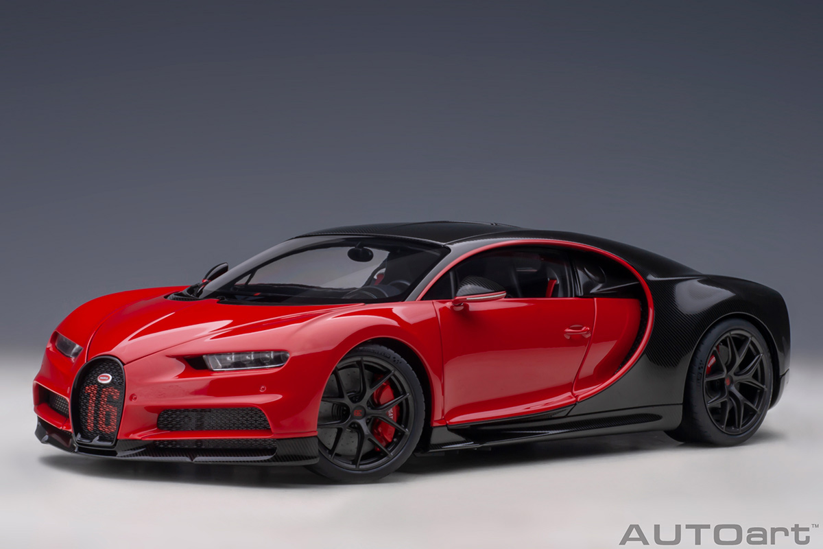 Bugatti Chiron Sport 2019 (italian red/carbon) (composite model/full openings + workable rear spoiler) AUTOart 1:18