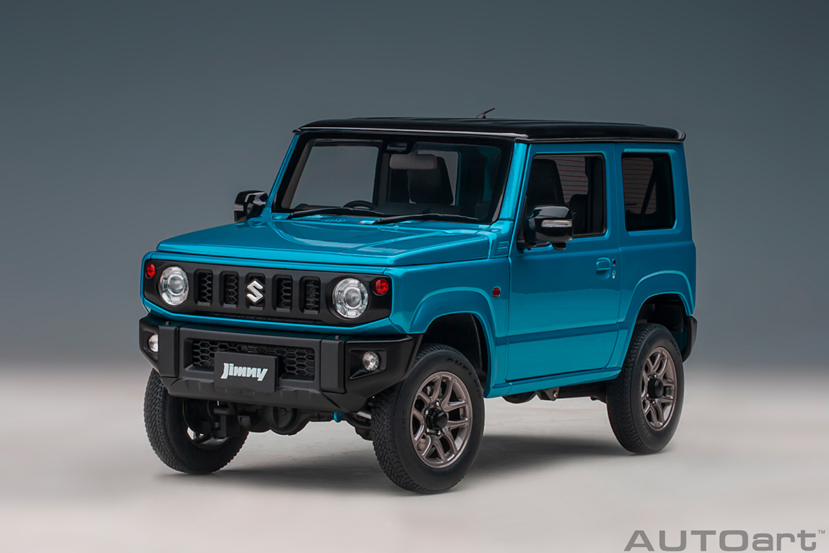 Suzuki Jimny 2018 (JB64)(660cc/RHD) (brisk blue metallic/bluish black pearl metallic roof) (composite model/full openings) AUTOart 1:18