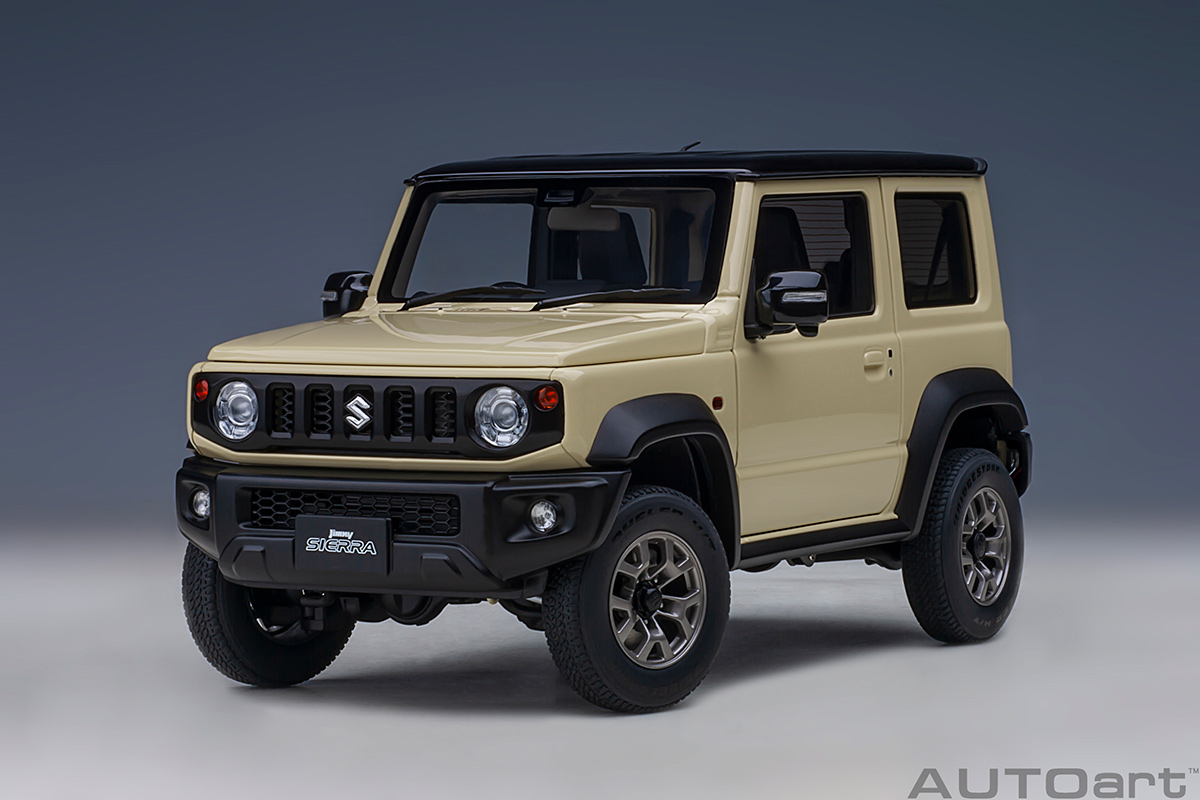 Suzuki Jimny 2018 (JB64)(660cc/RHD) (Chiffon Ivory met. mit schwarzem Dach) (composite model/full openings) AUTOart 1:18