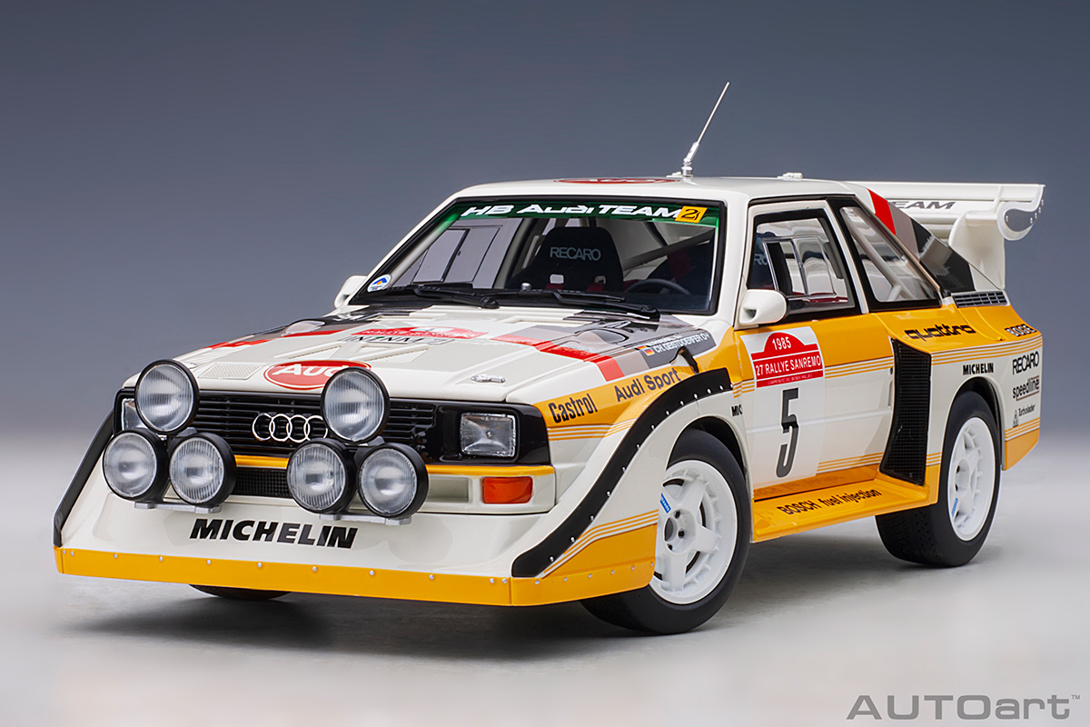 Audi Sport Quattro S1 Rally San Remo 1985 W.Röhrl/ C. Geistdörfer #5 (Full openings) AUTOart 1:18