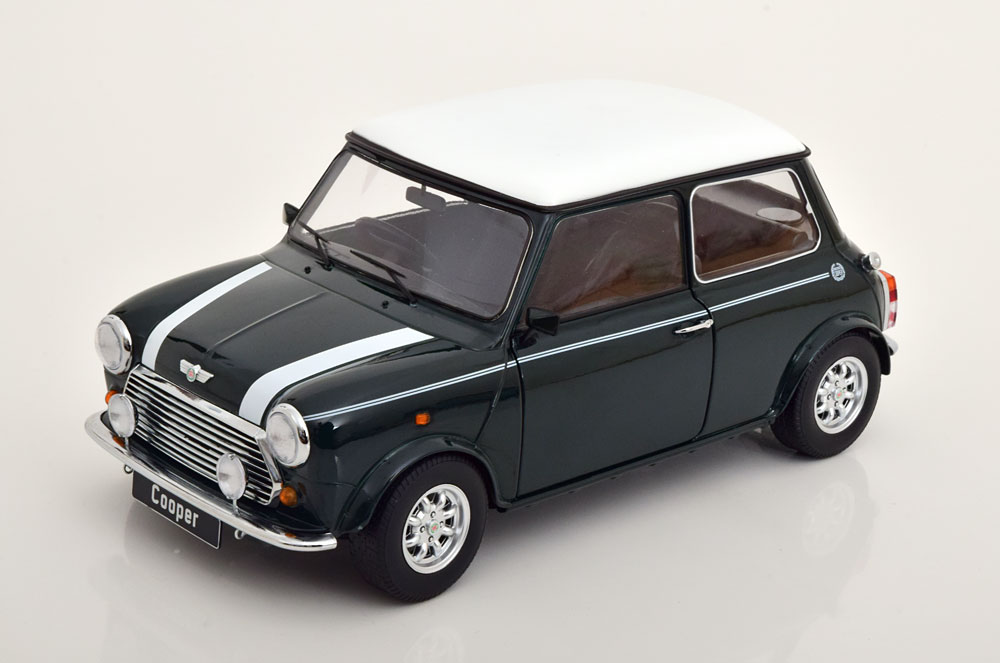 Mini Cooper Rechtslenker dunkelgrün/weiß, mit zu öffnenden Türen KK-Scale 1:12