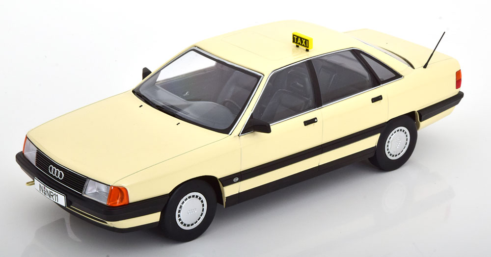 Modellauto Audi 100 C3 *Taxi* 1989 ivory-white Triple9 1:18 (Türen