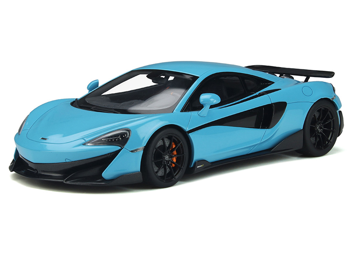 McLaren 600 LT Curacao blue 2018 GT Spirit 1:18 Resinemodell (Türen, Motorhaube... nicht zu öffnen!)