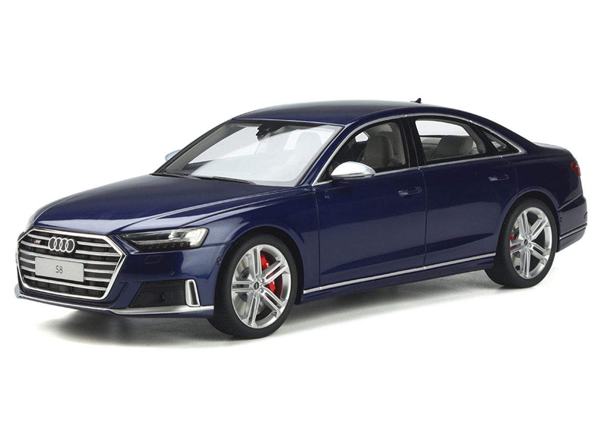 AUDI S8 Navarra blue 2020 GT Spirit 1:18 Resinemodell (Türen, Motorhaube... nicht zu öffnen!)