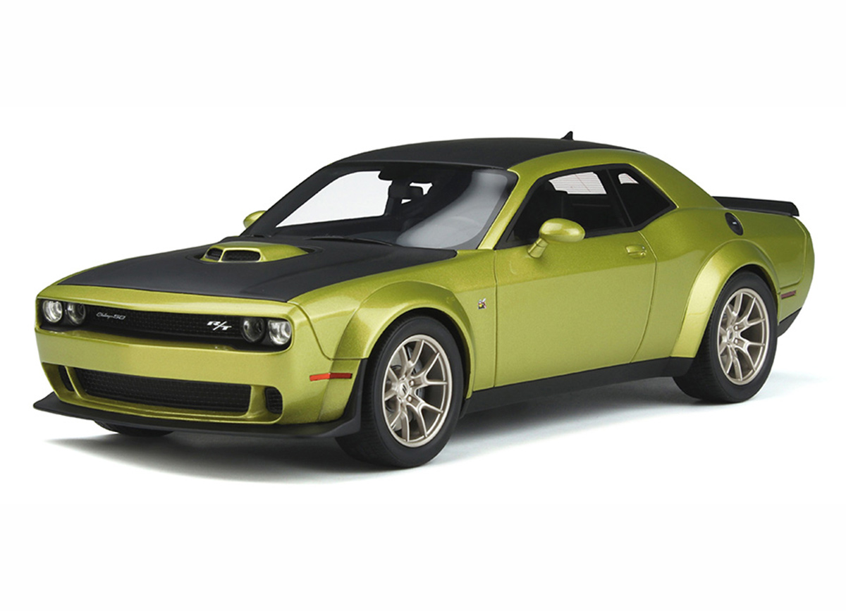 DODGE CHALLENGER R/T SCAT PACK WIDEBODY 50TH ANNIVERSARY GT Spirit 1:18 Resinemodell (Türen, Motorhaube... nicht zu öffnen!)