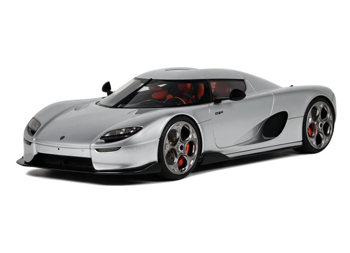 KOENIGSEGG CC850 MOON SILVER GT Spirit 1:18 Resinemodell (Türen, Motorhaube... nicht zu öffnen!)