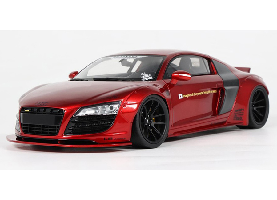 AUDI R8 by LB-WORKS 2022 CANDY RED GT Spirit 1:18 Resinemodell (Türen, Motorhaube... nicht zu öffnen!)