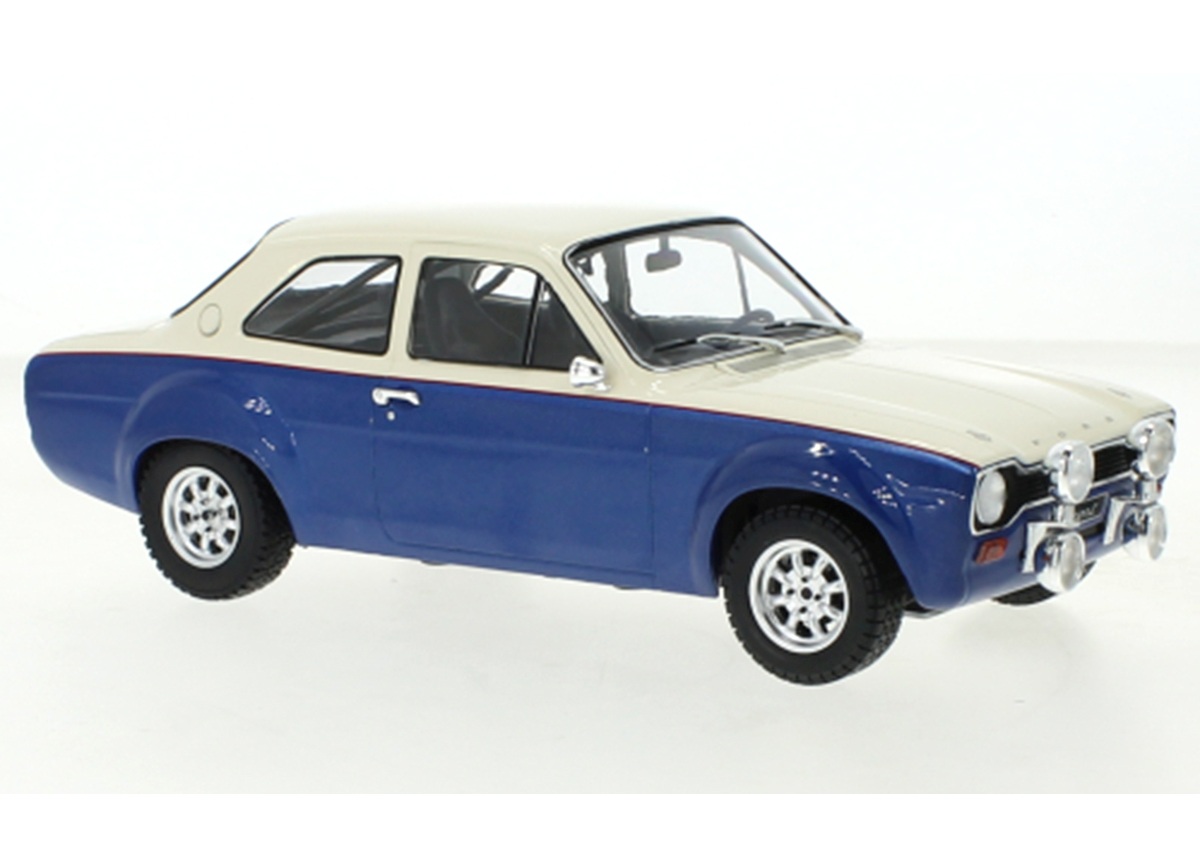 Ford Escort MK1 RS 1600, weiss/blau, 1974 IXO 1:18 Metallmodell (Türen/Hauben nicht zu öffnen!)