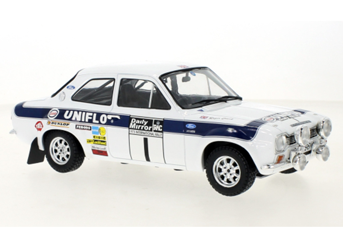 Ford Escort MKI RS 1600, No.1, RAC Rally, 1973 New Blue, R.Clark/T.Mason IXO 1:18 Metallmodell (Türen/Hauben nicht zu öffnen!)