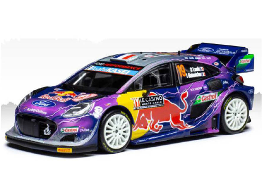 Ford Puma Rally1, No.19, WRC2, Rallye Monte Carlo, S.Loeb/I.Galmiche 2022 IXO 1:18 Metallmodell (Türen/Hauben nicht zu öffnen!)