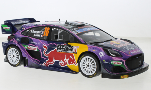Ford Puma Rally1, No.16, WRC2, Rallye Monte Carlo A.Fourmaux/A.Coria, 2022 IXO 1:18 Metallmodell (Türen/Hauben nicht zu öffnen!)
