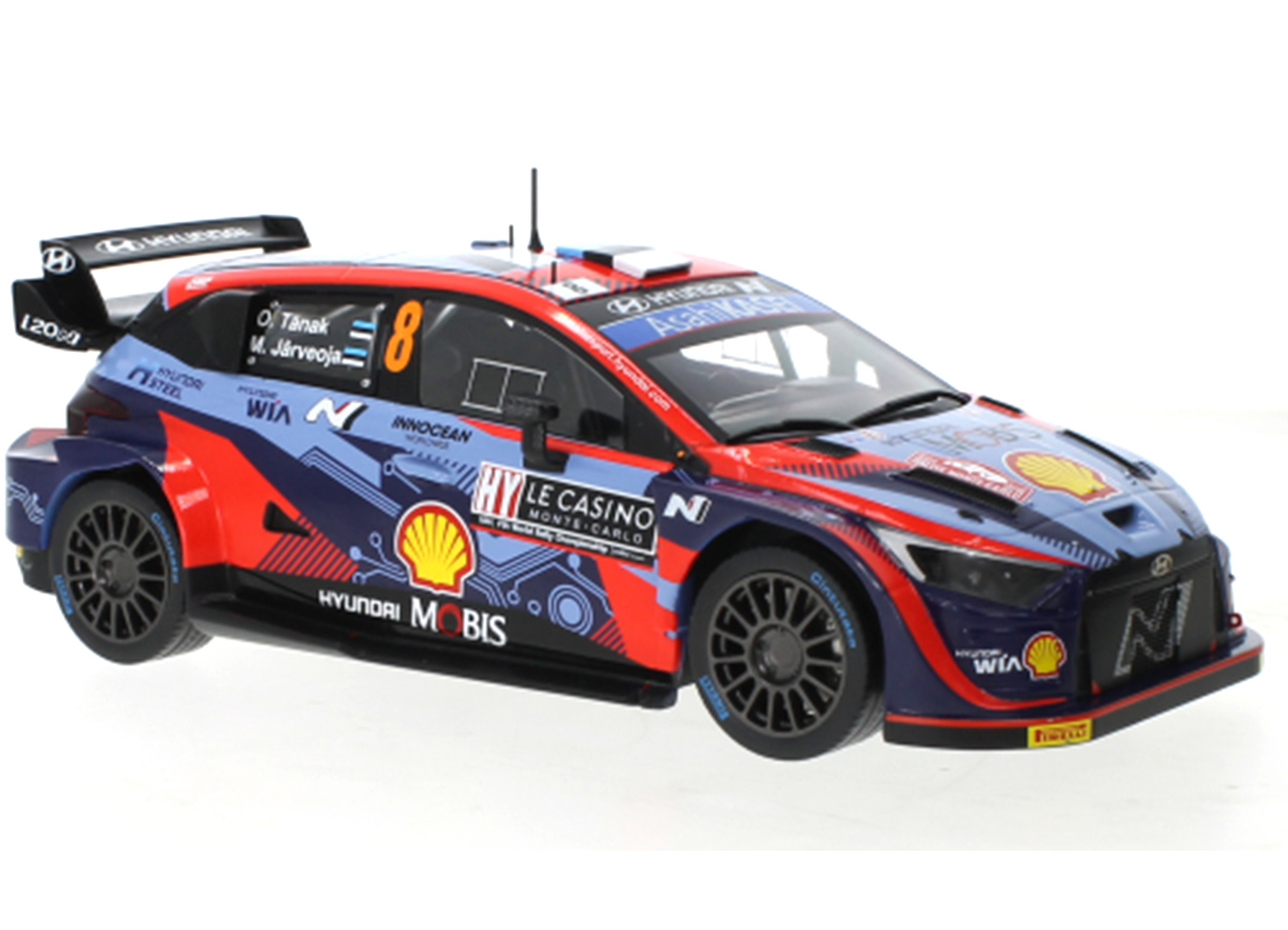 Hyundai i20 N Rally1, No.8, WRC2, Rallye Monte Carlo, 2022 IXO 1:18 Metallmodell (Türen/Hauben nicht zu öffnen!)