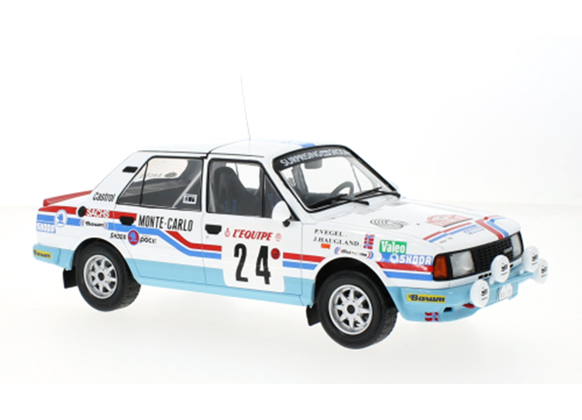 Skoda 130 L, No.24, WRC, Rally Monte Carlo , J.Haugland/P.Vegel, 1987 IXO 1:18 Metallmodell (Türen/Hauben nicht zu öffnen!)