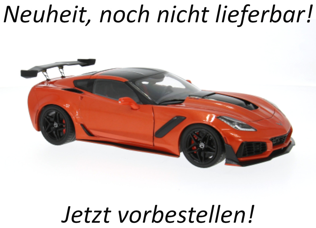 Chevrolet Corvette ZR1, orange/schwarz, 2019 IXO 1:18 Metallmodell