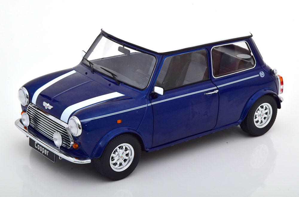 Mini Cooper Linkslenker blaumetallic/weiß, mit zu öffnenden Türen KK-Scale 1:12
